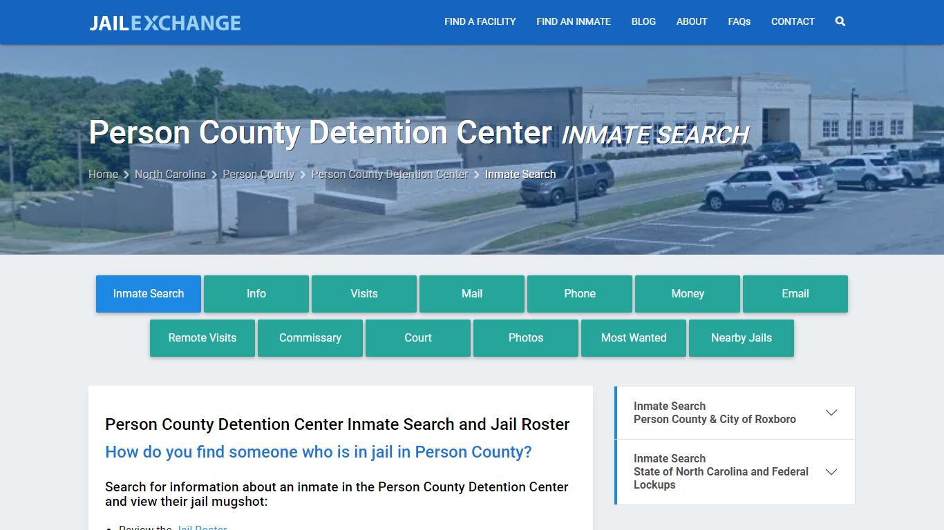 Person County Detention Center Inmate Search - Jail Exchange