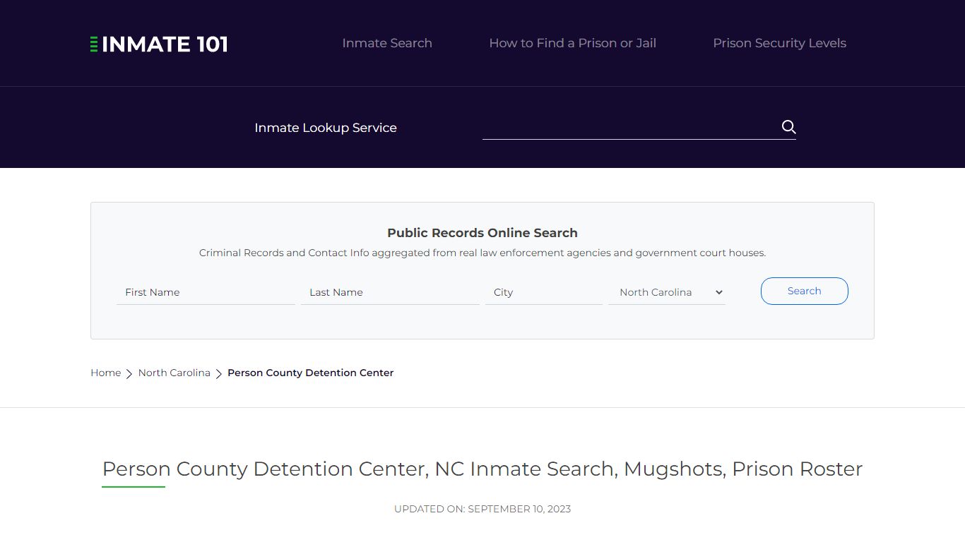 Person County Detention Center, NC Inmate Search, Mugshots, Prison Roster
